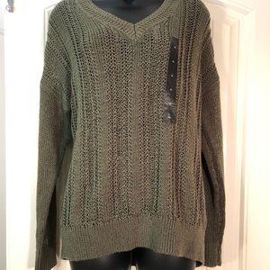 Olive Green Light V-Neck Sweater